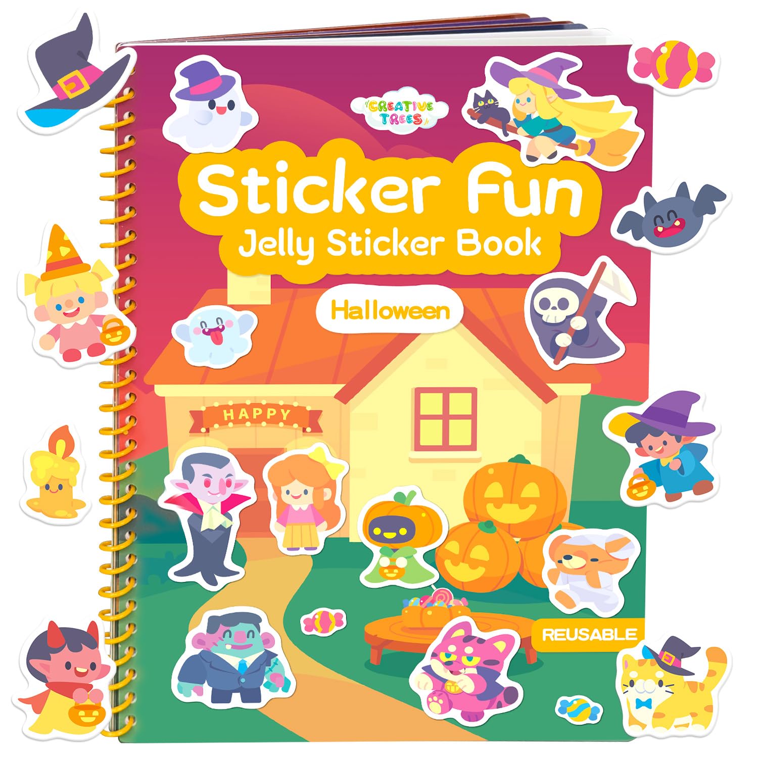 CREATIVETREES Halloween Large Sticker Book for Toddlers & Kids 3-6 Years - Reusa