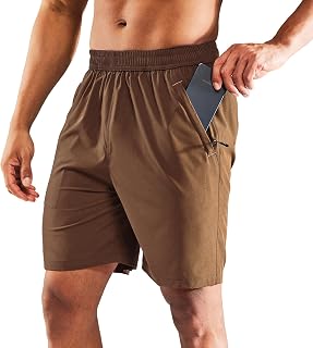 MIER Men's Quick Dry Running Shorts with Zip Pocket, Elastic Waistband, Athletic Training, Fitness, 7 Inch