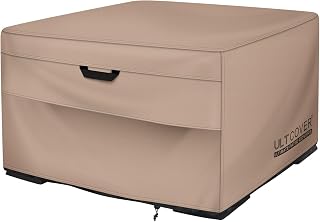 ULTCOVER Waterproof Square Patio Fire Pit Table Cover 44 inch | Heavy Duty 600D Polyester, UV Resistant, Fits Outdoor Firepits & Fire Bowl