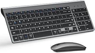 Wireless Keyboard and Mouse Ultra Slim Combo with Dual System - Gray Black