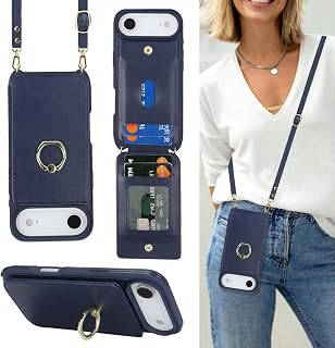 Lipvina Crossbody Wallet for iPhone Air Case with Strap-Dark Blue