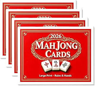 Ecorura 2026 Mah Jong Card, Large Print for American Rules - 4Pcs | Large Print Easy-Read 4-Color Layout, Splash-Proof, Spill-Proof, Durable Portable 6"x4.75", Accessories for Beginners Seniors