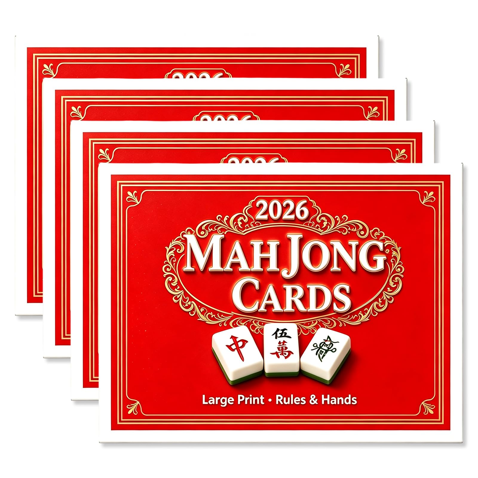 Ecorura 2026 Mah Jong Card, Large Print for American Rules - 4Pcs | Large Print 