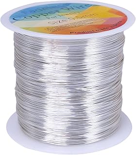 Tarnish Resistant Copper Wires 24 Gauge/0.5mm, 203 Feet, Silver | Jewelry Craft Wires Beading Wire for Jewelry Making, Wire Wrapping and Crafting