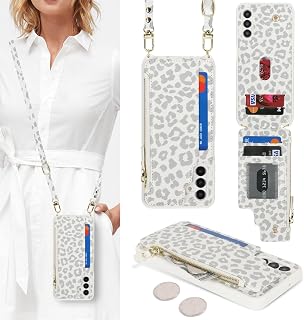 Cavor for Samsung Galaxy A15 5G Case Wallet for Women, Leopard White