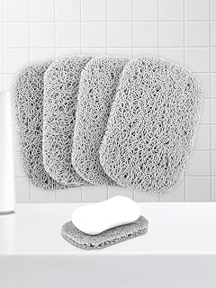 4 Pack Soap Saver Draining Lift Pad, Non-Slip Soap Holder Pad, BPA-Free, 2.9" x 4.5", White