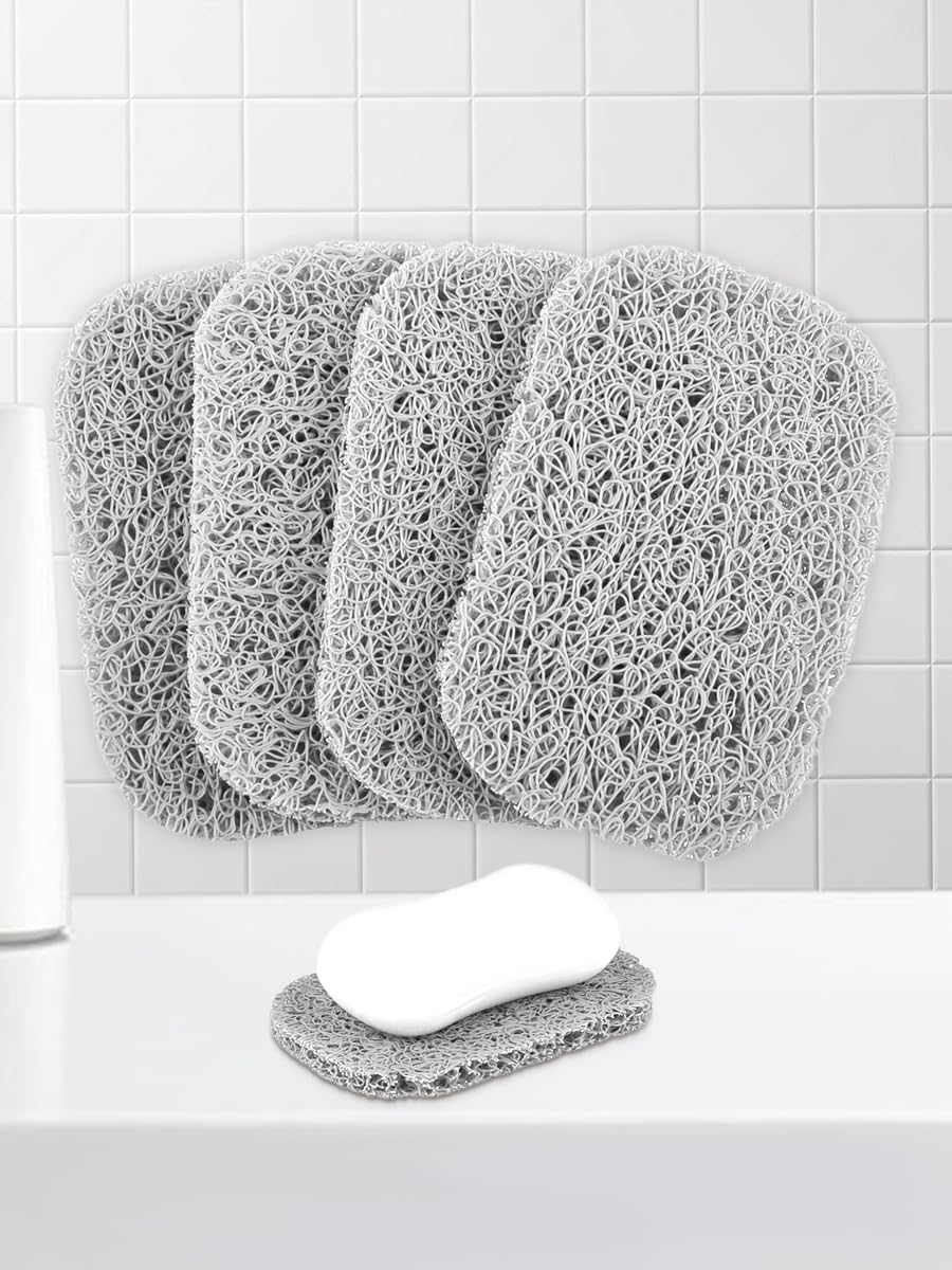 4 Pack Soap Saver Draining Lift Pad, Non-Slip Soap Holder Pad, BPA-Free, 2.9" x 