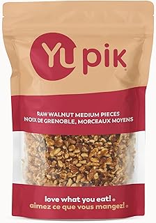 Yupik Raw Walnuts, Medium Pieces, 1 kg, Kosher, Gluten-Free, Vegan, Chopped Nuts, Unsalted, Unroasted, Source of Omegas, Healthy Snacks, Nut Topping & Inclusion, Ideal for Baking & Cooking