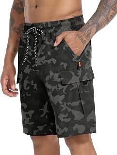 Men's Cargo Shorts Quick Dry Lightweight Stretch Hiking Shorts for Men with 5 Pockets No Lining