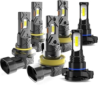LED Headlight Bulbs Fit for Toyota Highlander 2014-2019,9005 H11 H16 High Low Beam Fog Lights Led Headlights,1:1 Design 6000K Cool White Super Bright Headlight Bulb Kit,Plug and Play,6-Pack