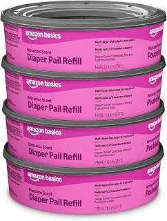Amazon Brand - Mama Bear Blossoms Scented Diaper Pail Refills for Diaper Genie Pails, Odor Control, 1080 Count (4 Packs of 270 Count) | Compatible with Diaper Genie Complete, Elite & Expressions Pails