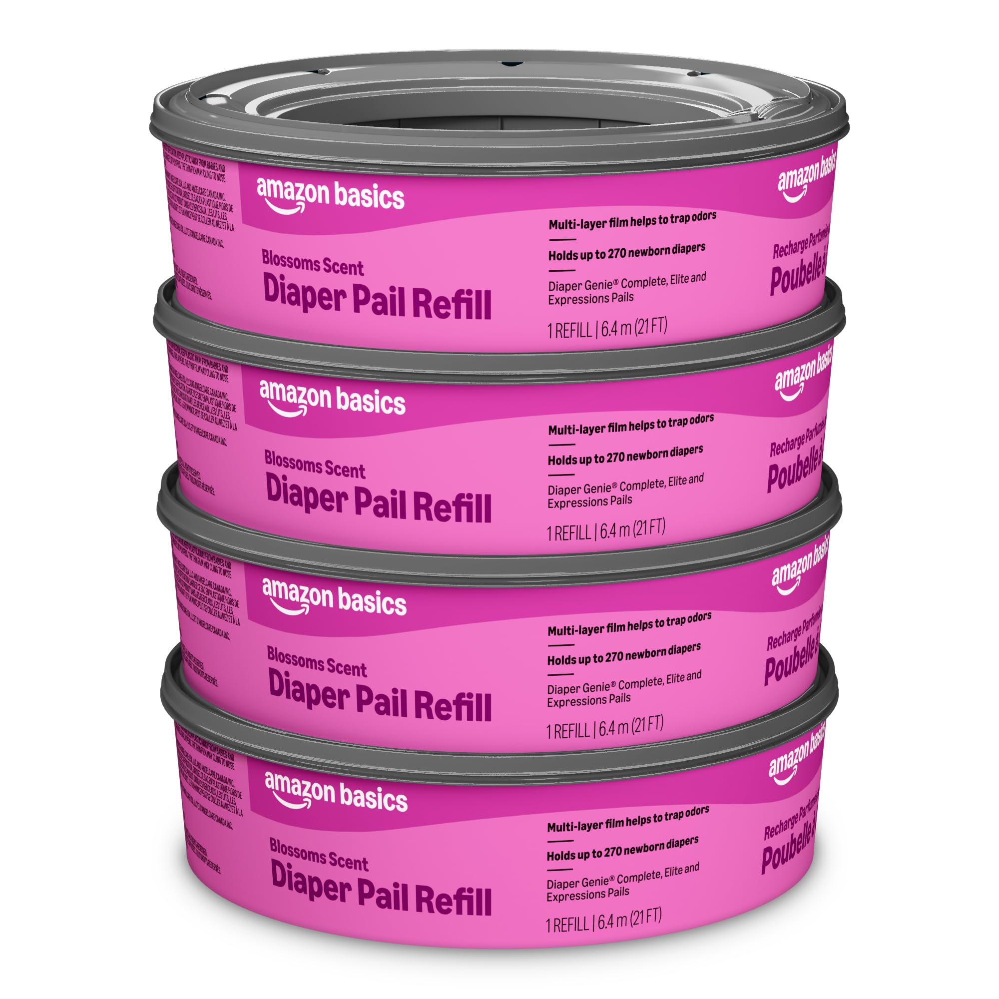 Amazon Brand - Mama Bear Blossoms Scented Diaper Pail Refills for Diaper Genie P
