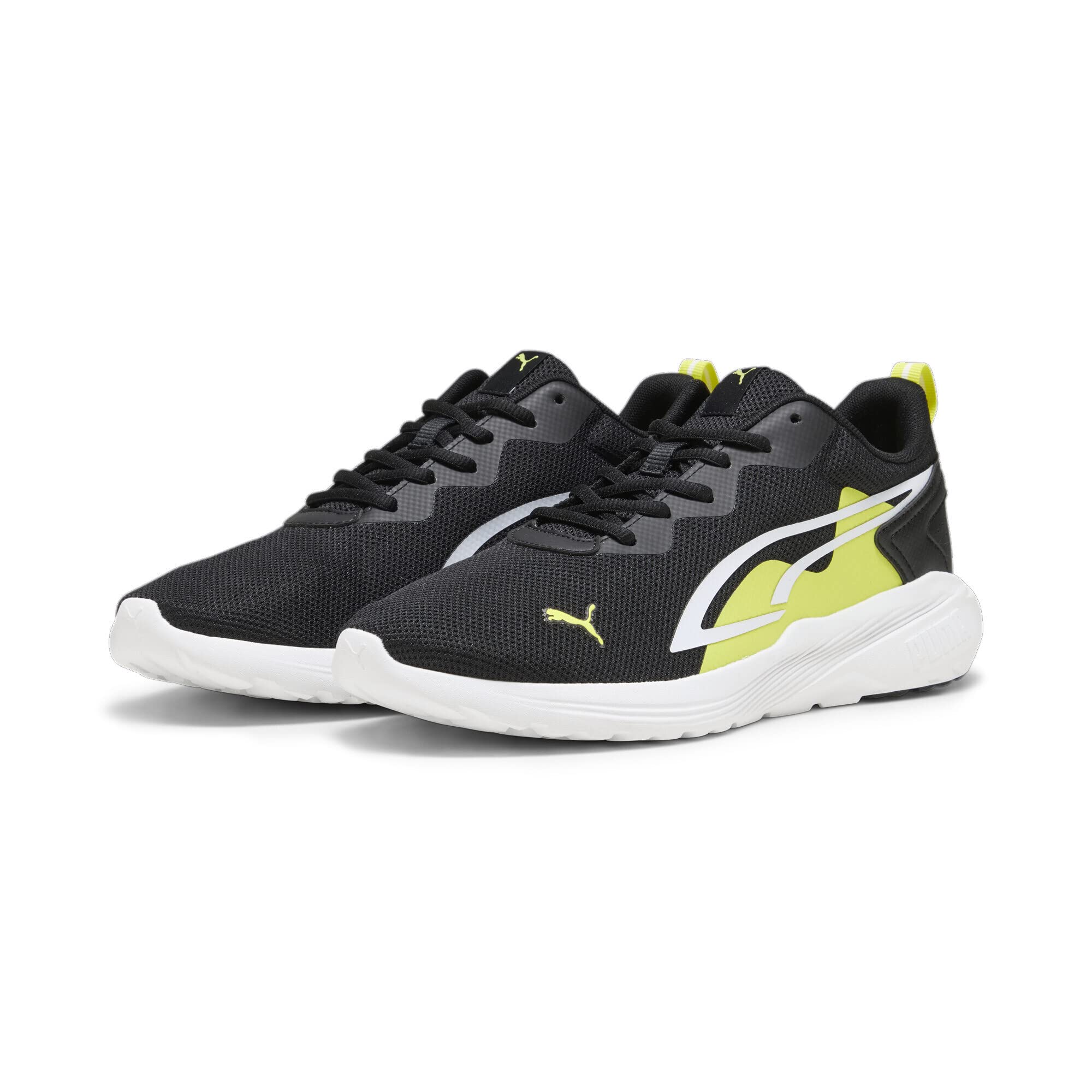 PUMA All-Day Active, Unisex Trainers, Black White Yellow Burst