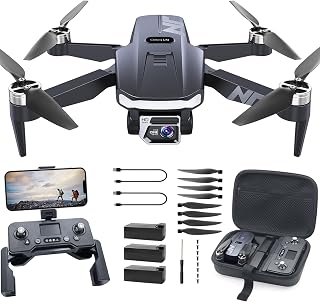 4K Camera Drone for Adults and Beginners, GPS Foldable RC Quadcopter Under 249g with 3 Batteries, Brushless Motors, Follow Me, Auto Return and Optical Flow Positioning