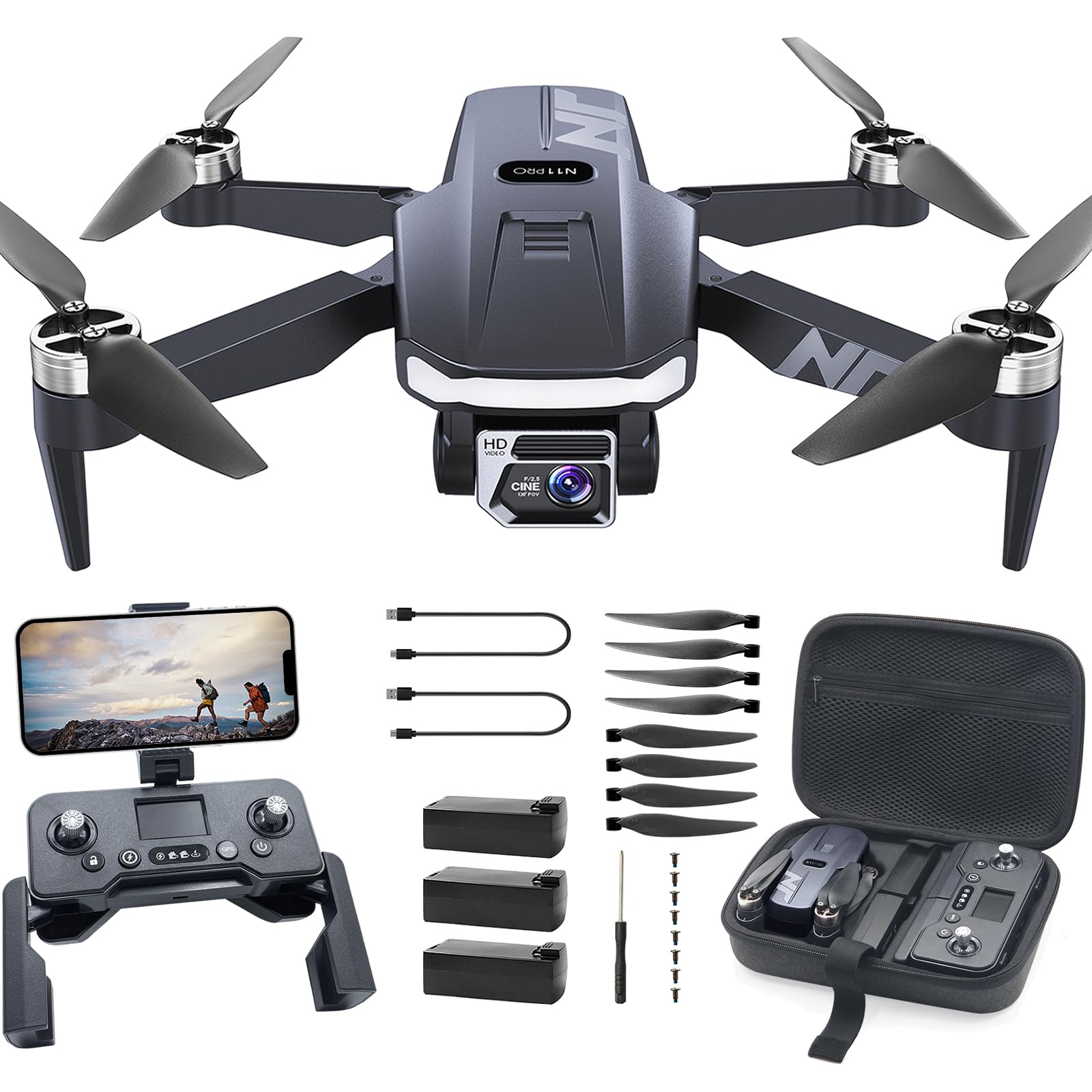 4K Camera Drone for Adults and Beginners, GPS Foldable RC Quadcopter Under 249g 