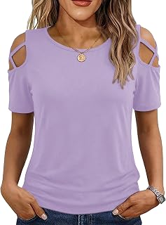 Jar of Love Women's Summer Tops Short Sleeve Cold Shoulder Tops T-Shirts for Women Spring Summer Tops Loose Fit Tunic 2026
