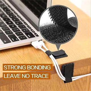 10 Pcs Cable Organizer - Reusable Hook and Loop Cable Straps, Adhesive Cable Clips, Self Adhesive Cord Organizer for Desks and Home Use (10 PCS)