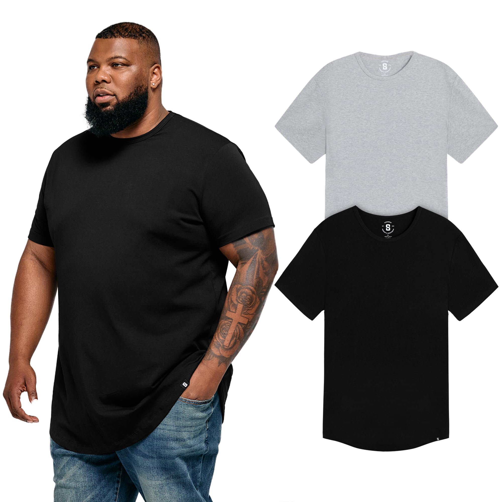STRONGSIZE Men's Big and Tall Shirts – Stretch T-Shirt for Casual Wear