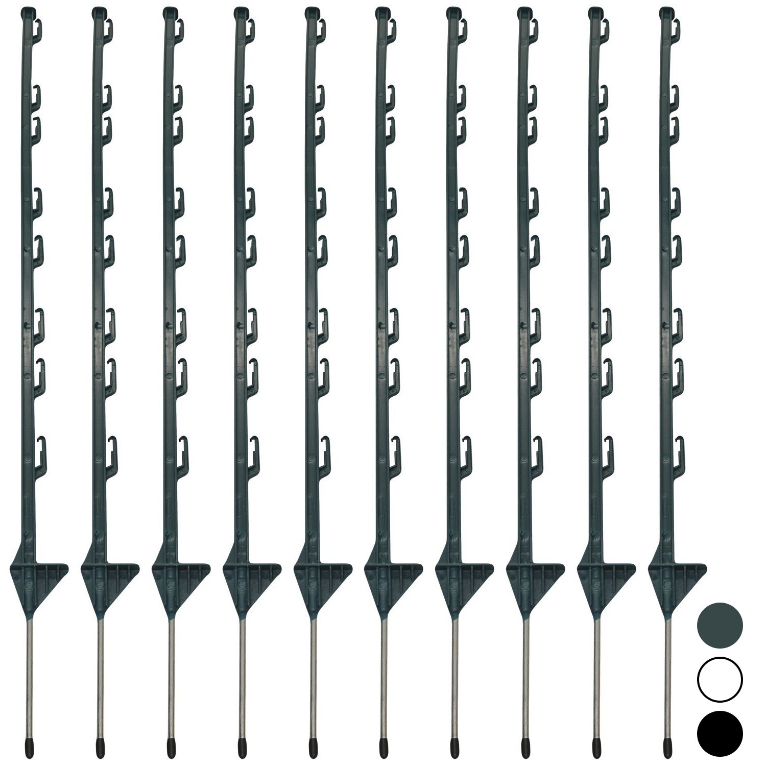 Woodside 10 x Green 4ft Tall Electric Fencing Fence Posts Stakes Poles 4 Foot Ho