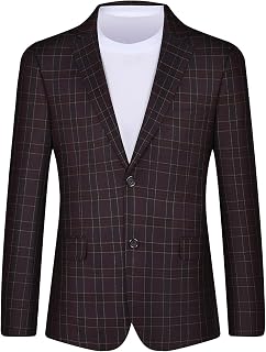 Men's Plaid Sport Coat Classic Fit Blazer Suit Jacket Business