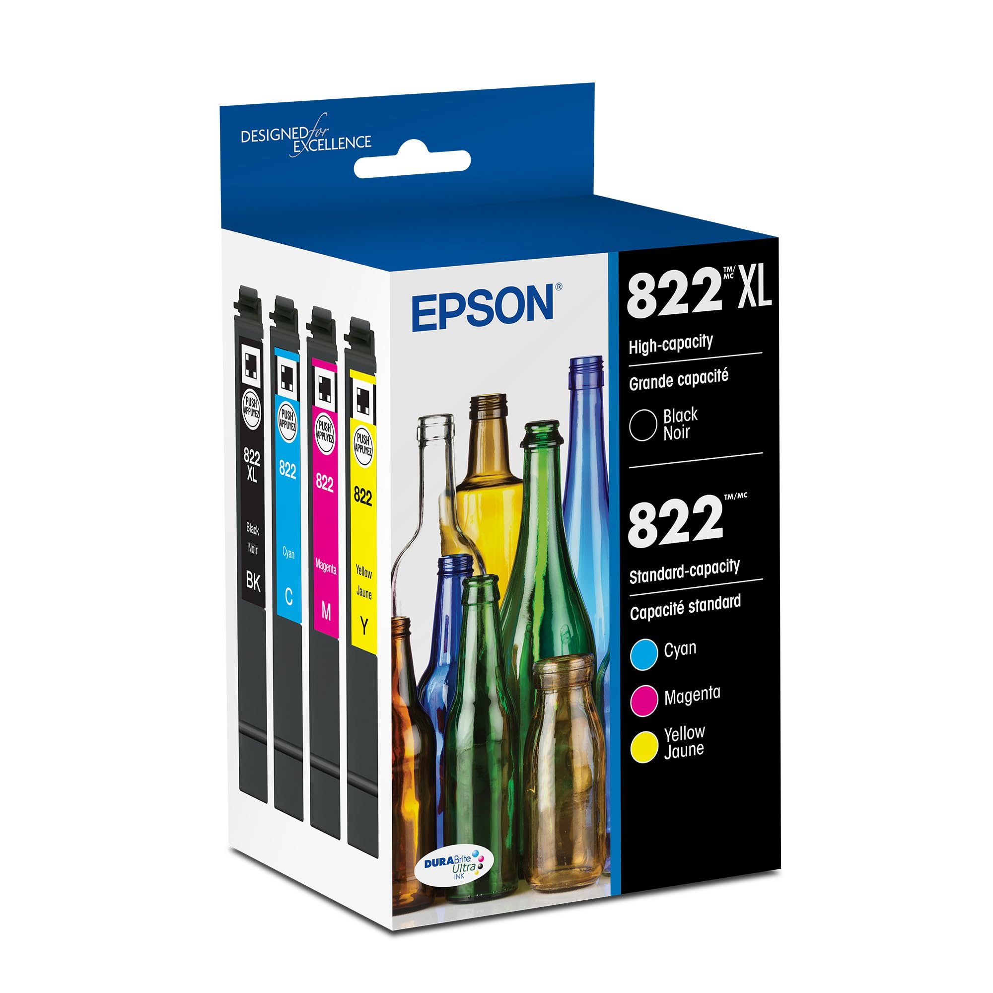 EPSON 822 DURABrite Ultra Ink High Capacity Black & Standard Color Cartridge Com