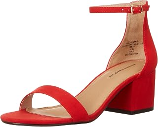Amazon Essentials Women's Two Strap Heeled Sandals with Adjustable Ankle Strap, Padded Memory Foam Insole