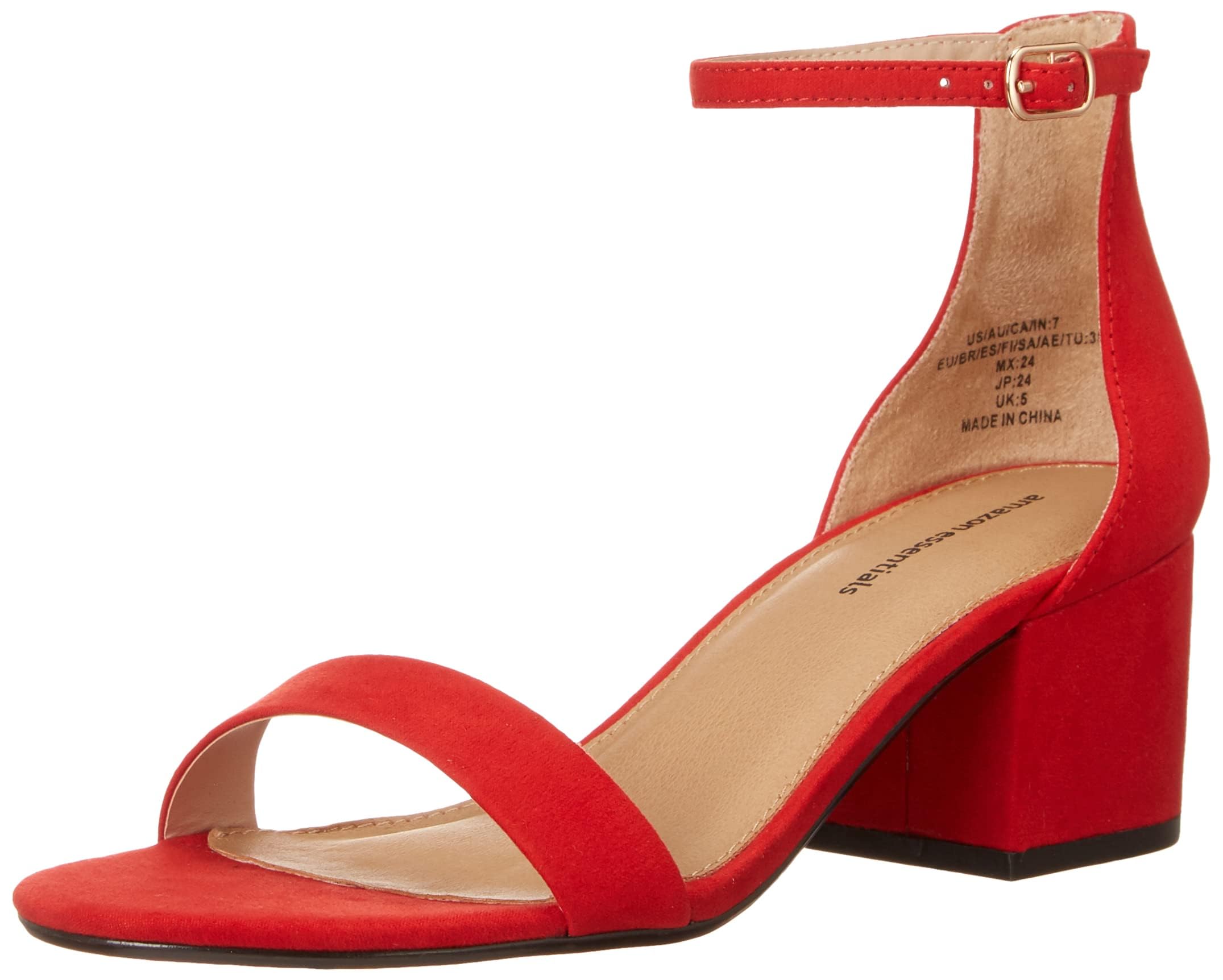 Amazon Essentials Women's Two Strap Heeled Sandals with Adjustable Ankle Strap, 