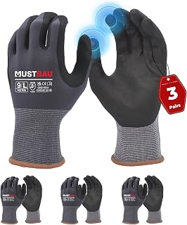 3 Pairs Safety Work Gloves,Non-Slip Gardening Gloves, Abrasion Resistant Nylon Working Gloves,Good Grip on Palm and Fingers,Ideal for Men Women General Duty Work-L