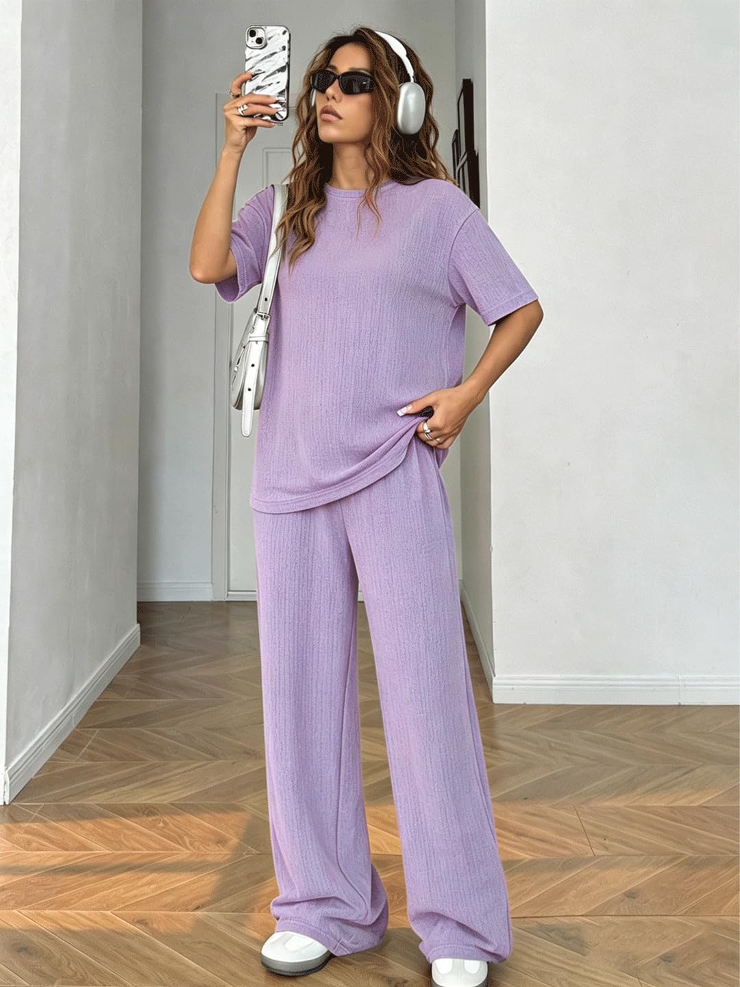 Conjunto de pantalones de dos piezas para mujer, camiseta de manga corta y panta