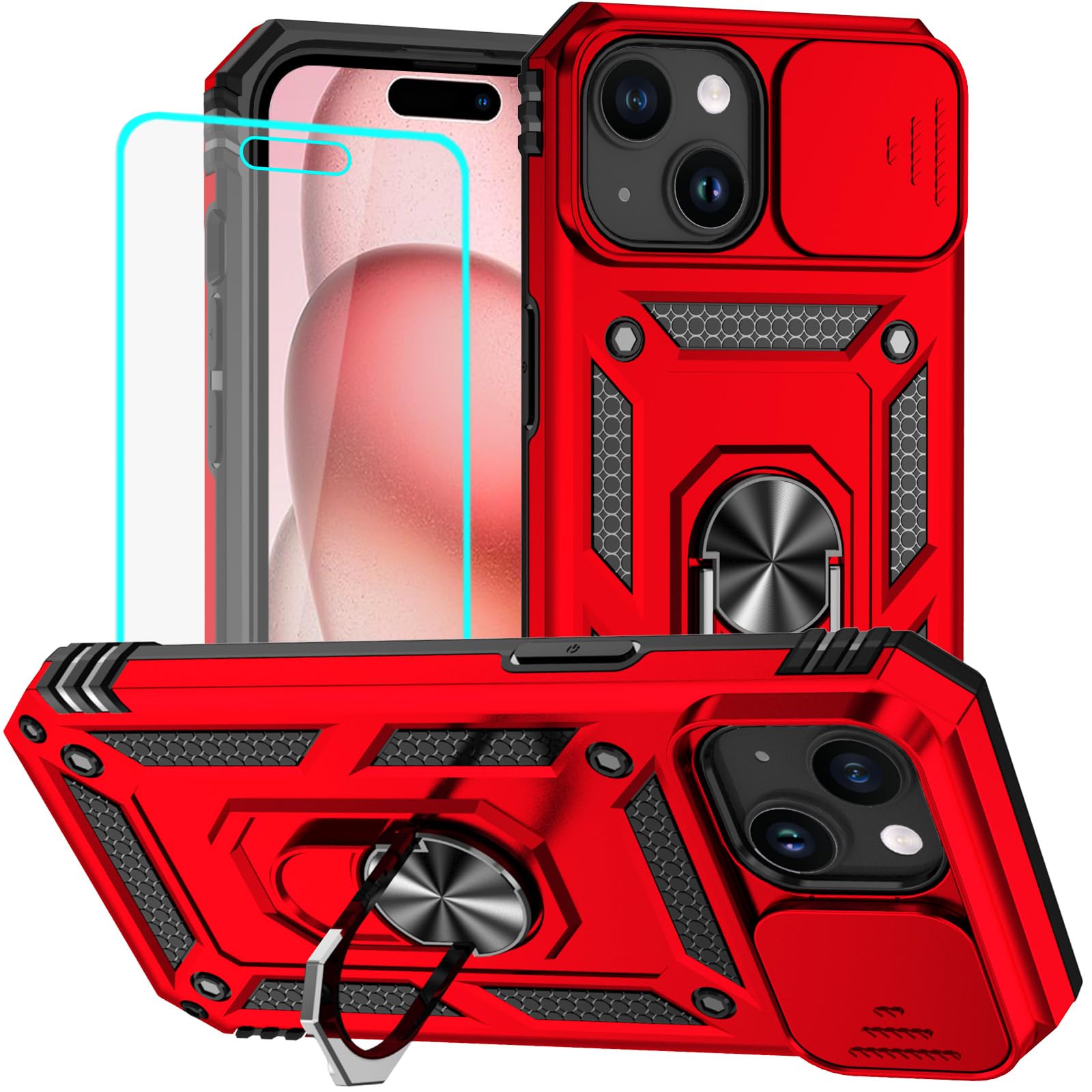 for iPhone 15 Case, iPhone 15 Phone Case with HD Screen Protector: [Military Gra