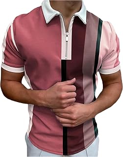 Men's Summer Striped Polo Shirt Collar Casual Short Sleeve Shirt