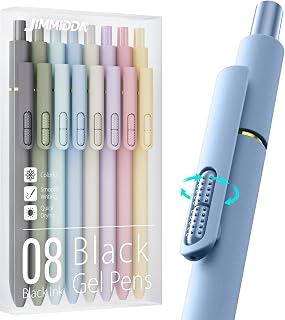 JIMMIDDA 8 Pack Gel Pens | Black Ink Quick-Drying No Smudge with Fidget | 0.7mm Fine Point, Smooth Writing, Long-Lasting Ink, Stress Relief Pens for Journaling, School Office, Gift for Women Men
