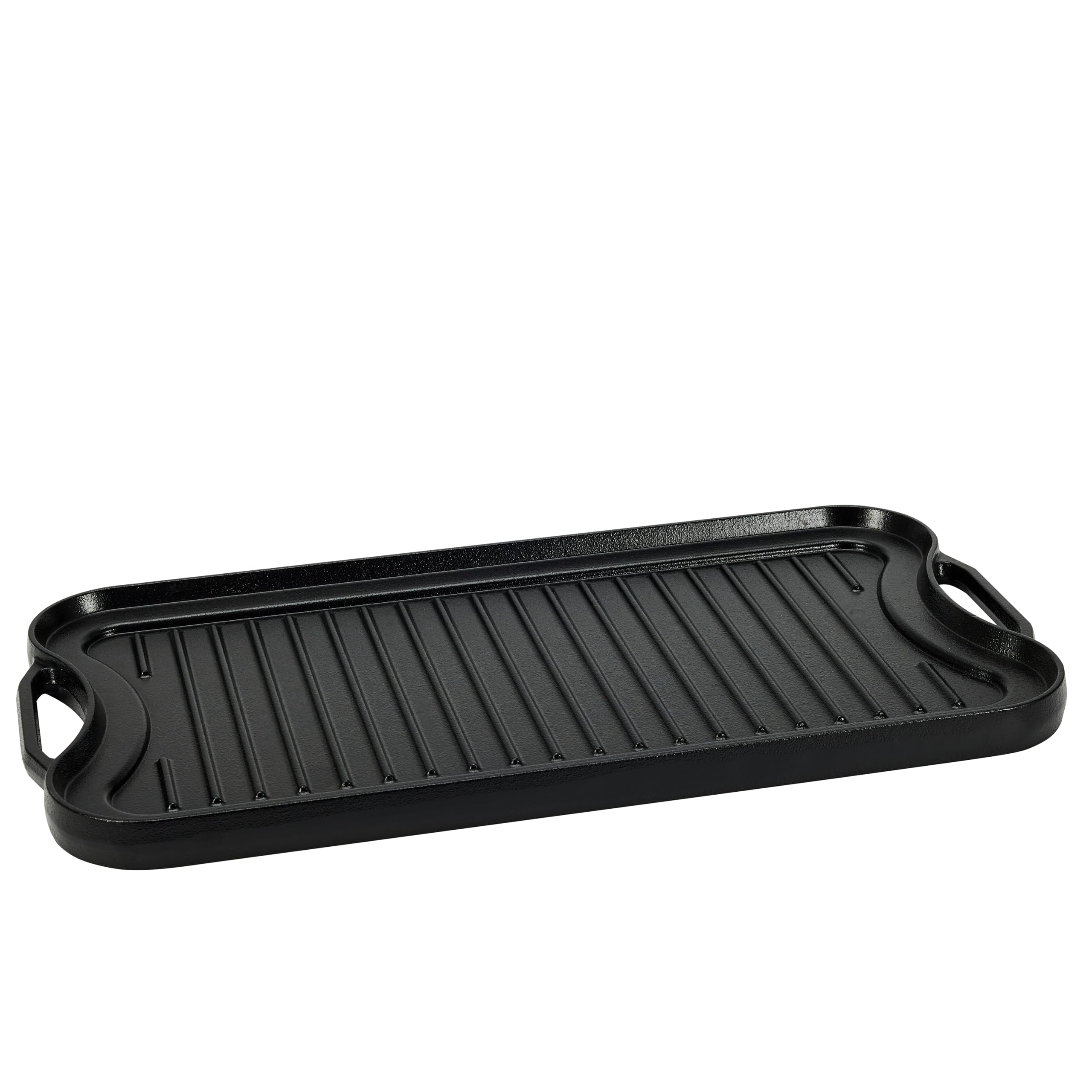 Amazon Basics Pre-Seasoned Cast Iron Reversible Rectangular Grill/Griddle with E