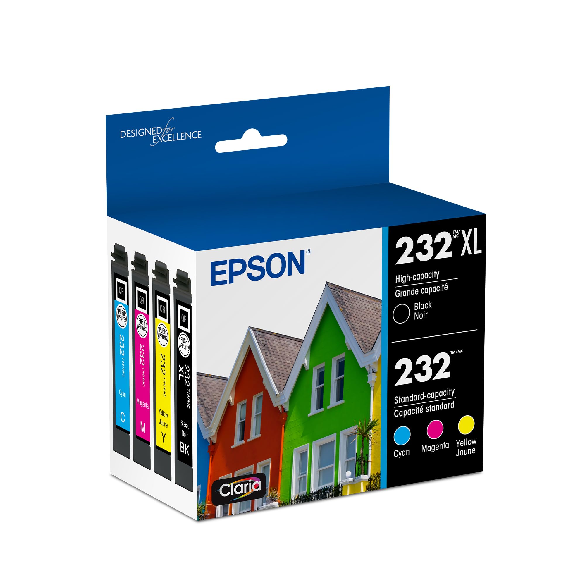Epson 232 Genuine Ink Cartridge XL Black and Standard Color Combo Pack | Works W