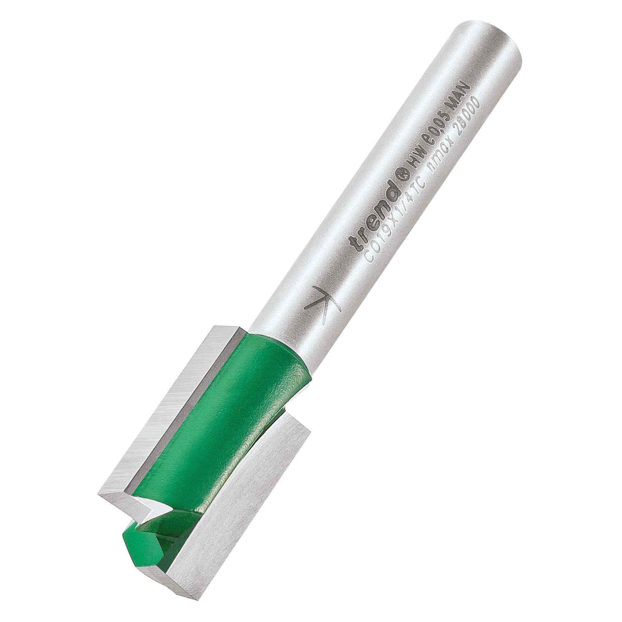 Trend CraftPro Straight Two Flute Router Cutter Bit, 1/4 Inch Shank, 12mm Cut Di
