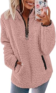 Women's 1/4 Zip Fleece Sweaters Casual Pullover Cozy Autumn Winter Fleece Jacket with Pockets