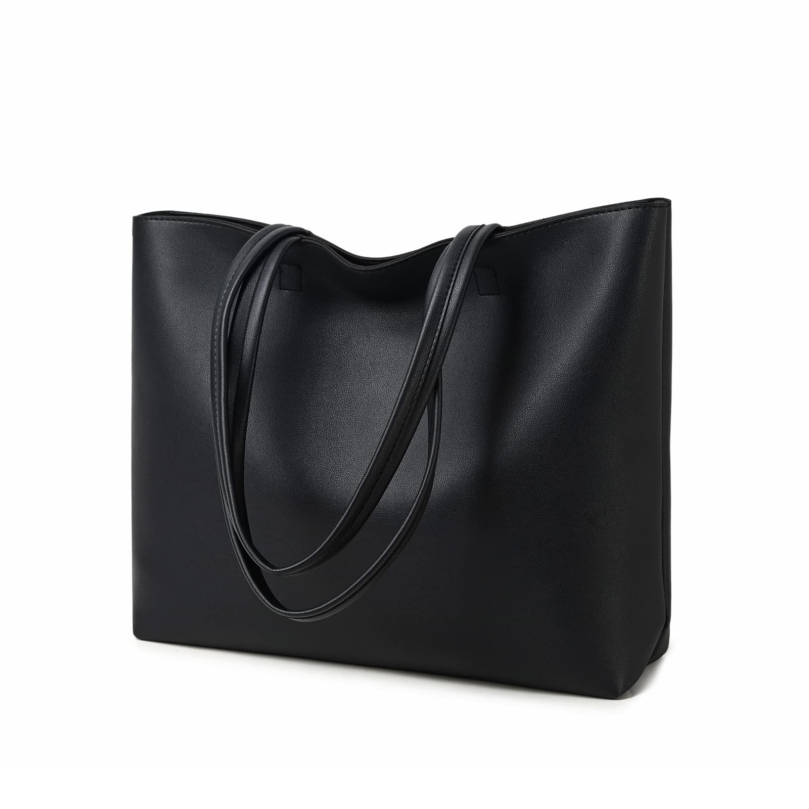 MEEGIRL Womens Simple PU Leather Tote Bag for Work School Shopping with Zipper a