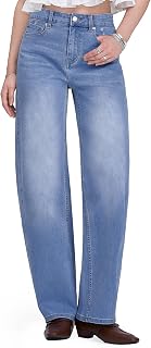 Barrel Jeans for Women, High Waisted Stretchy Trendy Wide Leg Jeans Relaxed Fit Baggy Boyfriend Denim Pants