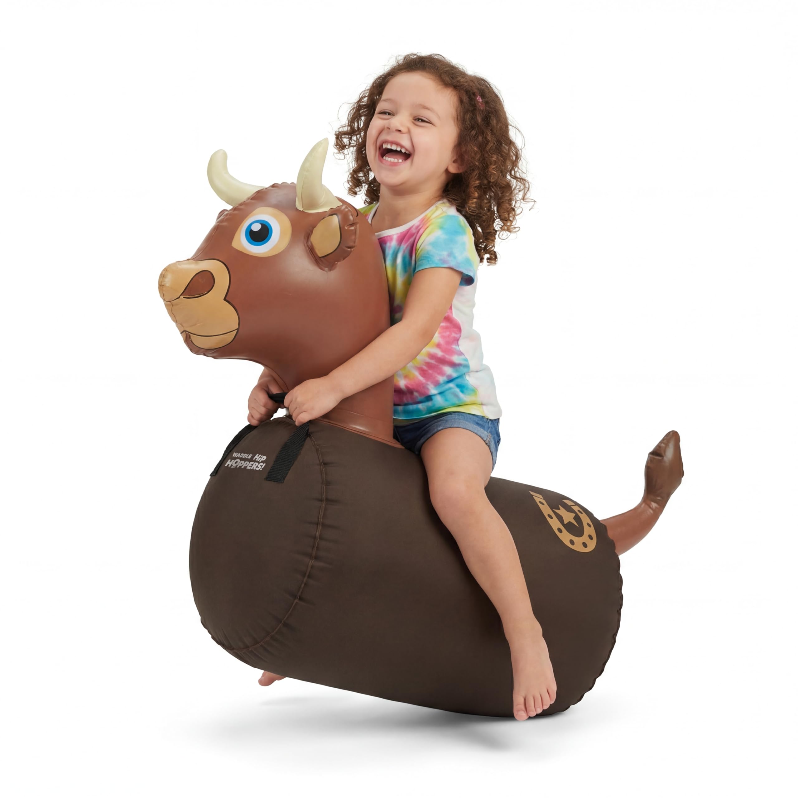 Waddle Hip Hopper Inflatable Hopping Animal Bouncer Brown Bull, Ages 2 and Up, S