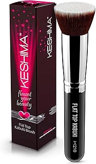 Flat Top Kabuki Foundation Brush By KESHIMA, Premium Makeup Brush | For Liquid, Cream, and Powder - Buffing, Blending, and Face - 1.2" Top Diameter