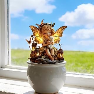 Acrylic Elves and Cats Potted Stake, Decorative Ornament for Indoor/Outdoor Flower Pots, Ideal Gift for Yard Landscape and Lawn Embellishment (AB-106)
