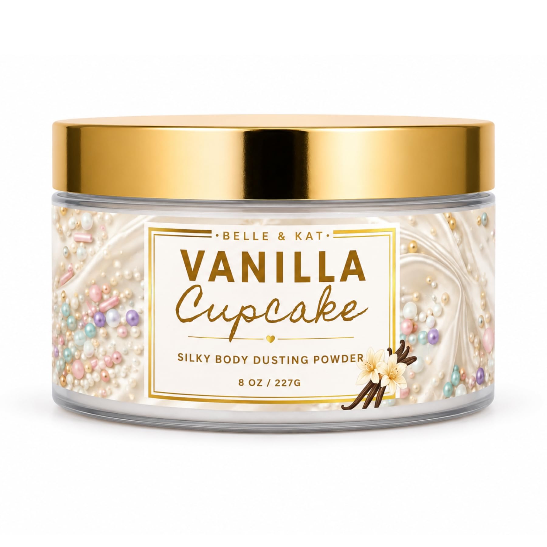 Dusting Powder for Women, Vanilla Cupcake Scented Body Powder, Talc Free 8 oz Po