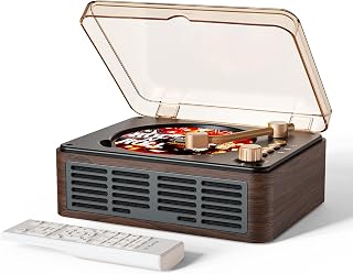 CARONSORT CD Player with Speakers Retro Bluetooth CD Players for Home-Brown | Vintage Nostalgic Bluetooth Transmitter,FM Radio,USB Playback,SPDIF,AUX Output,Headphone Jack,CD-R/RW & MP3-CD Support
