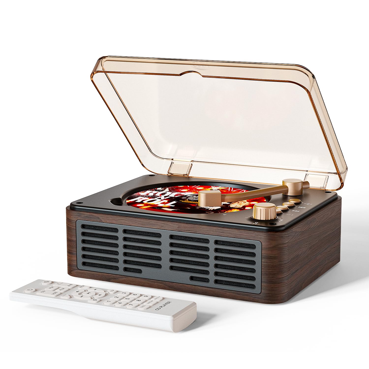 CARONSORT CD Player with Speakers Retro Bluetooth CD Players for Home-Brown | Vi