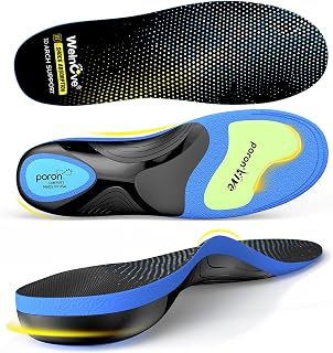 Work Comfort Insoles Plantar Fasciitis - Welnove Heavy Duty Inserts for Pain Fatigue Relief, Standing All Day - High Arch Support Shoe Insoles Orthotic for Flat Feet, Achilles Tendonitis, Men Women (L)