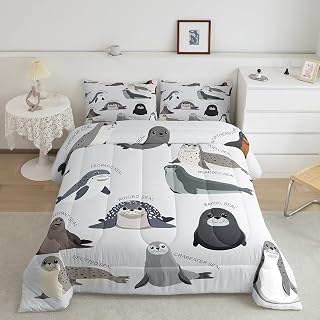 Feelyou Kids Cartoon Seal Comforter Set Toddler Size for Boys Girls Teens