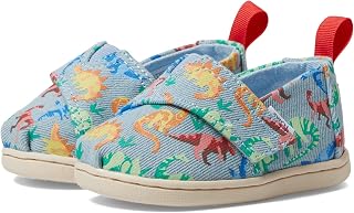 TOMS Boy's Alpargata Loafer Flat, Pastel Blue Dinos, 11 Toddler