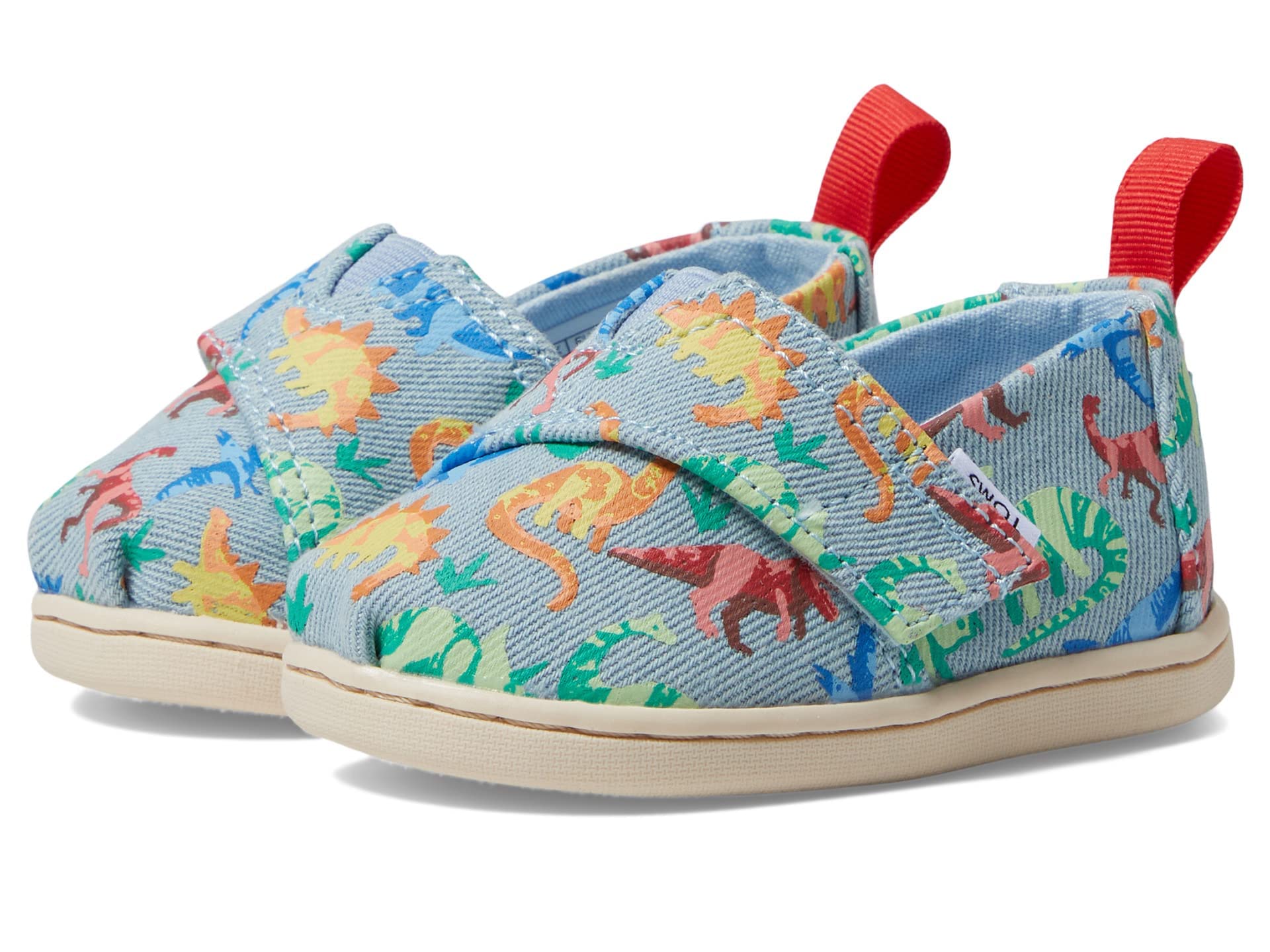 TOMS Boy's Alpargata Loafer Flat, Pastel Blue Dinos, 11 Toddler