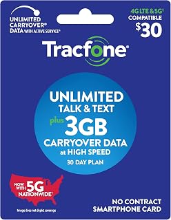New Tracfone $30 Unlimited Talk, Text, 3GB Data - 30 Day Smartphone Plan
