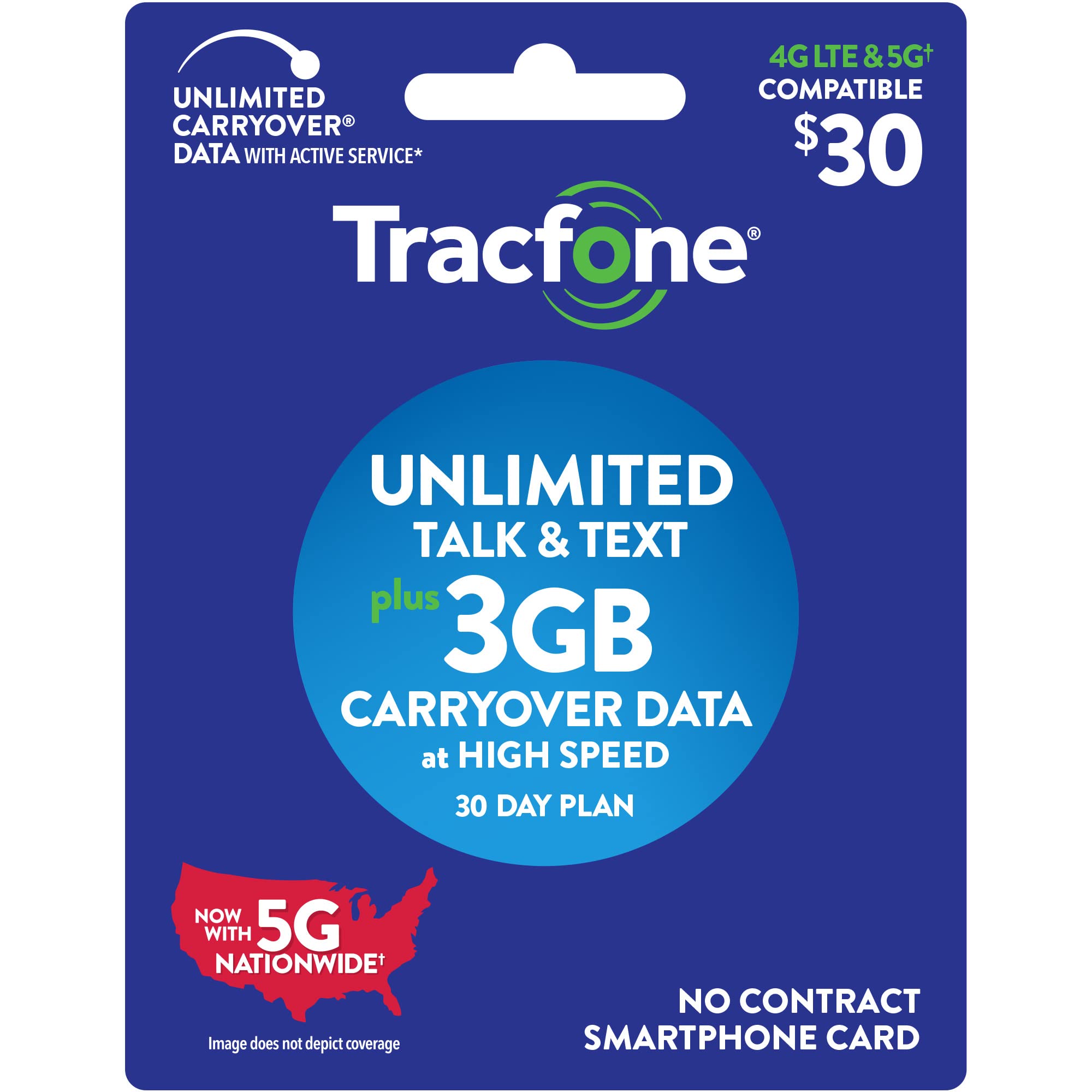 New Tracfone $30 Unlimited Talk, Text, 3GB Data - 30 Day Smartphone Plan